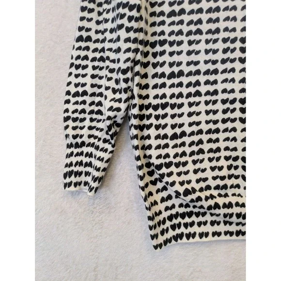 J.Crew The Clare Cardigan Women's Medium White Heart Print Button Up 3/4 Sleeve - Picture 3 of 11